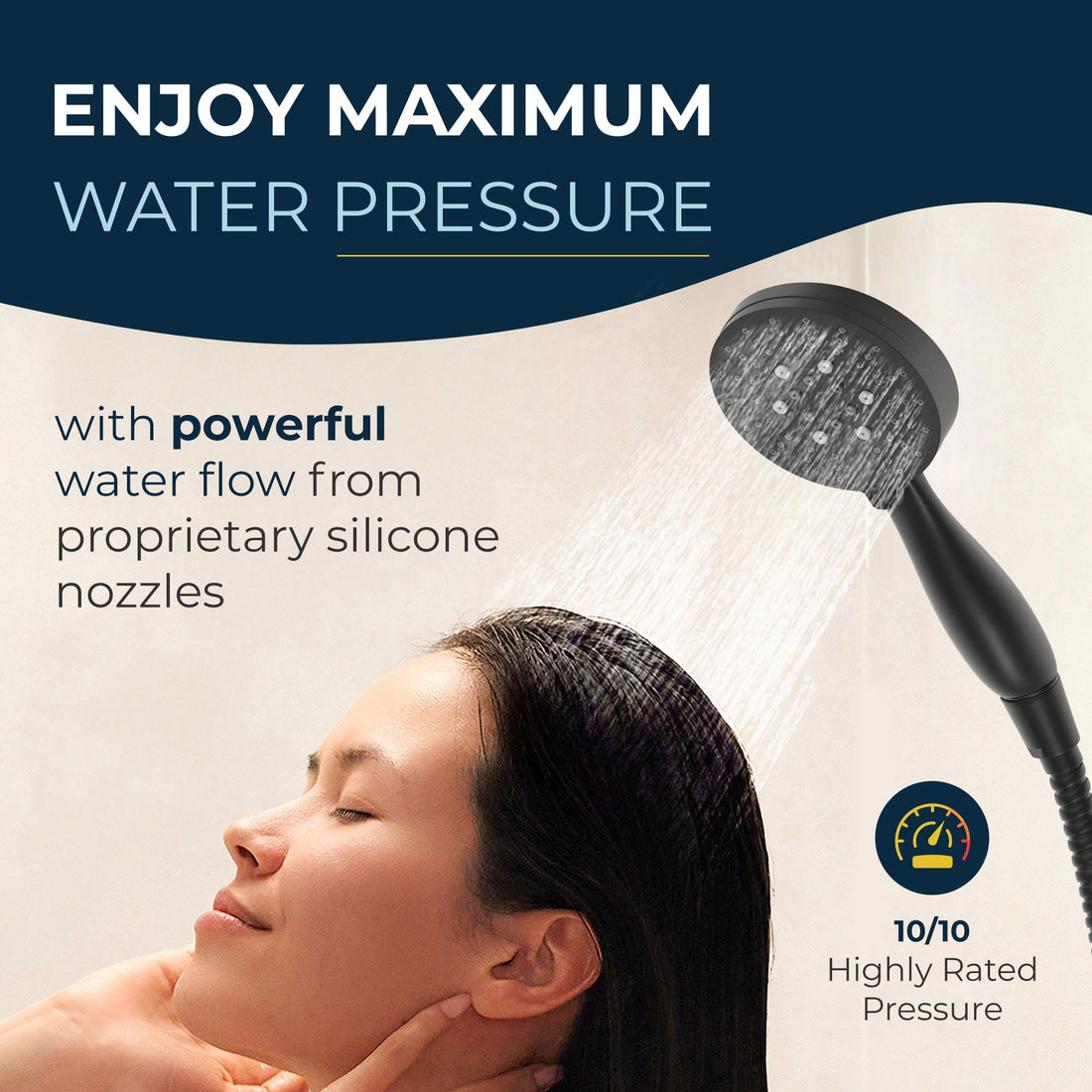 Maximum Water Pressure 3-Spray Handheld Shower Head Set with Valve and Trim Matte Black / 2.5 - The Shower Head Store