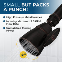 Packs a Punch High Pressure Shower Head Fixed Showerhead 2-Inch All Metal Oil Rubbed Bronze / 2.5 - The Shower Head Store