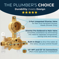 Plumbers Choice 2-Handle Valve and Trim  Matte Black - The Shower Head Store