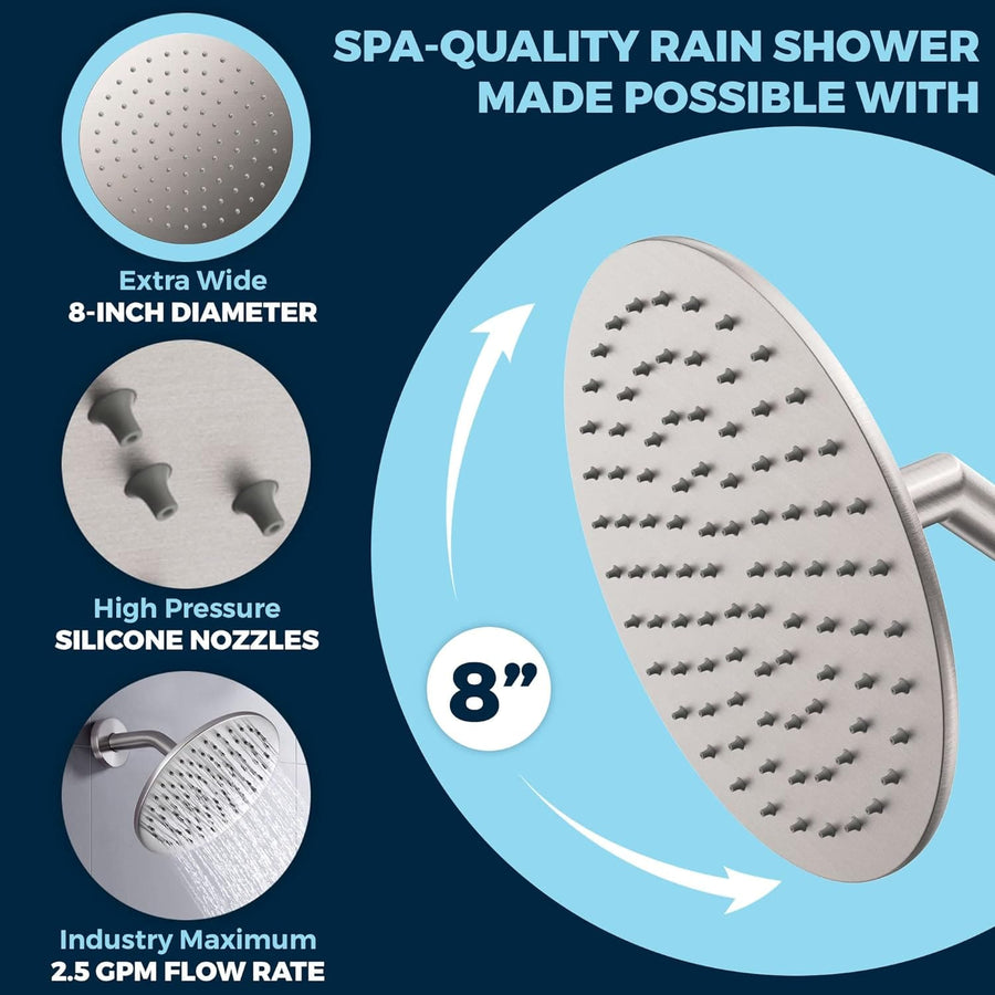 Spa Quality 1-Spray Dual with Adjustable Arm Brushed Nickel / 2.5 - The Shower Head Store