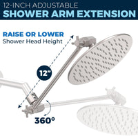 Adjust Height All Metal Dual Shower Head with Adjustable Arm and Shower Head Wall Mount with Valve and Trim Brushed Nickel / 2.5 - The Shower Head Store