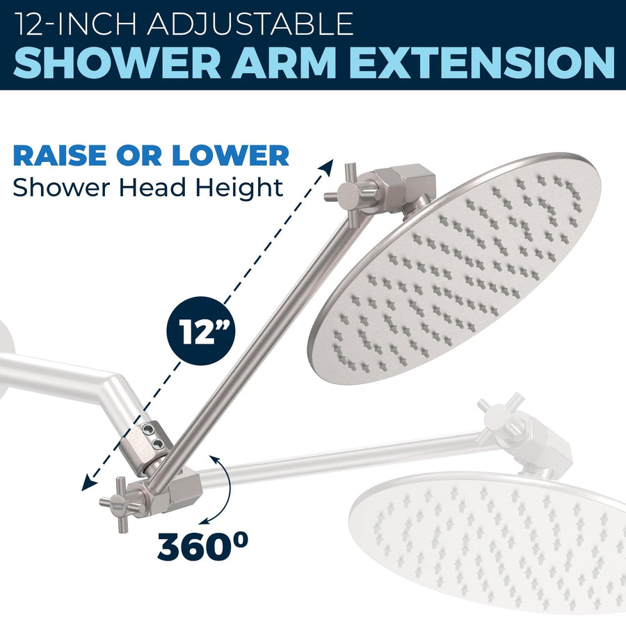 Adjust Height All Metal Dual Shower Head with Adjustable Arm and Shower Head Wall Mount with Valve and Trim Brushed Nickel / 2.5 - The Shower Head Store