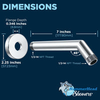 Shower Arm Dimensions All Metal 2-Inch High Pressure Shower Head Set - Complete Shower System with Valve and Trim Chrome / 1.75 - The Shower Head Store