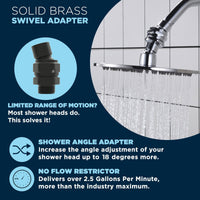 Solid Brass Swivel Adapter Resolves Issue of Shower Head Not Adjusting Enough Matte Black - The Shower Head Store