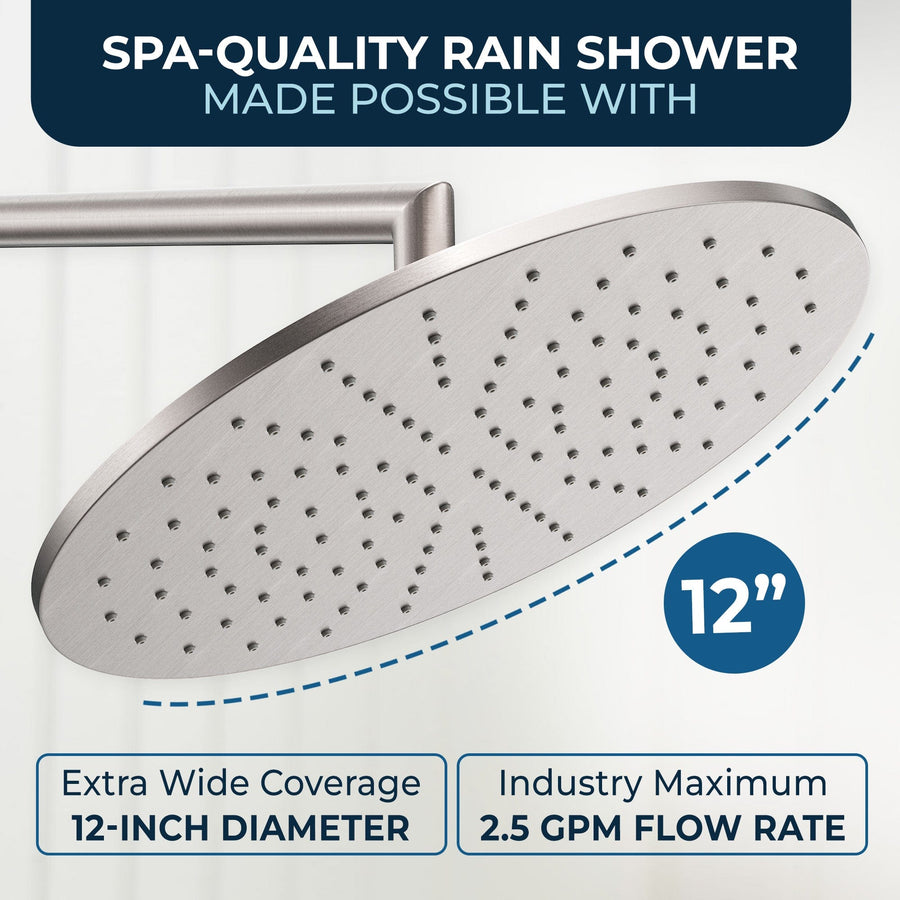 Spa Quality All Metal Shower Slide Bar With Handheld Shower Head – Complete Shower System With Valve And Trim Brushed Nickel  / 2.5 - The Shower Head Store