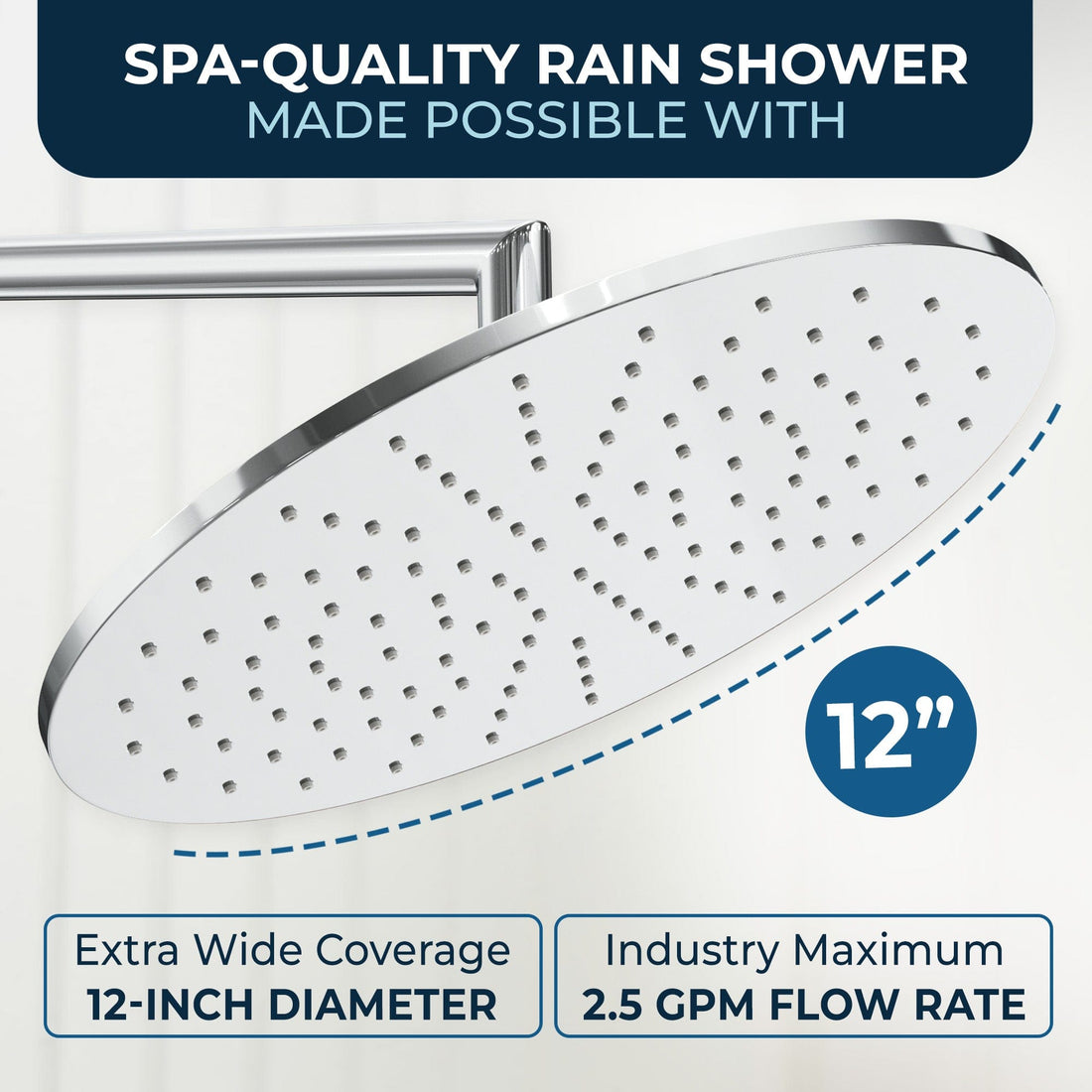 Spa Quality All Metal Shower Slide Bar With Handheld Shower Head – Complete Shower System With Valve And Trim Chrome / 2.5 - The Shower Head Store