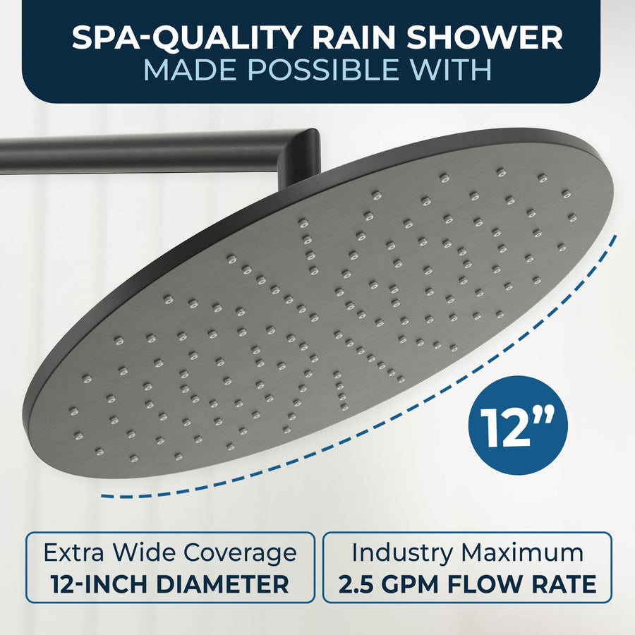 Spa Quality All Metal Shower Slide Bar With Handheld Shower Head – Complete Shower System With Valve And Trim Matte Black  / 2.5 - The Shower Head Store