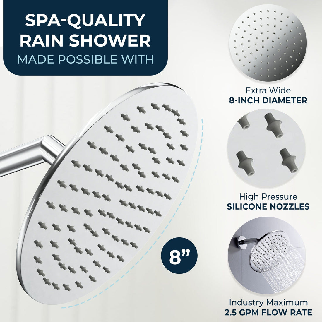 Spa Quality All Metal Dual Shower Head with Adjustable Arm and Shower Head Wall Mount with Valve and Trim Chrome/ 2.5 - The Shower Head Store