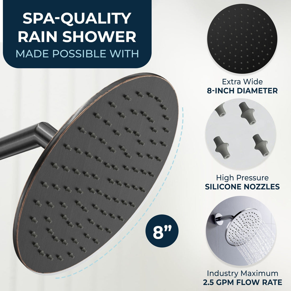 Spa Quality All Metal Dual Shower Head with Adjustable Arm and Shower Head Wall Mount with Valve and Trim Oil Rubbed Bronze / 2.5 - The Shower Head Store