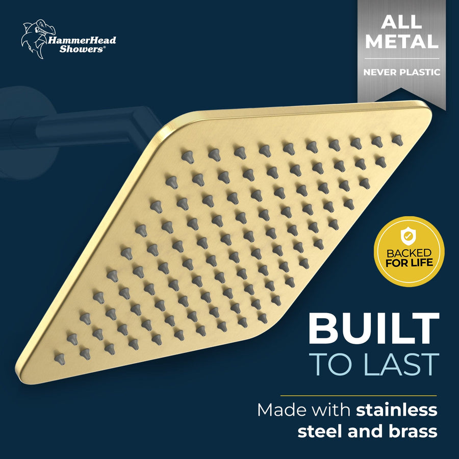 Built to Last Square Rain Shower Head Brushed Gold / 2.5 - The Shower Head Store