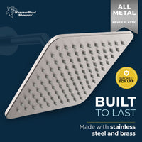 Built to Last Square Rain Shower Head Brushed Nickel / 2.5 - The Shower Head Store