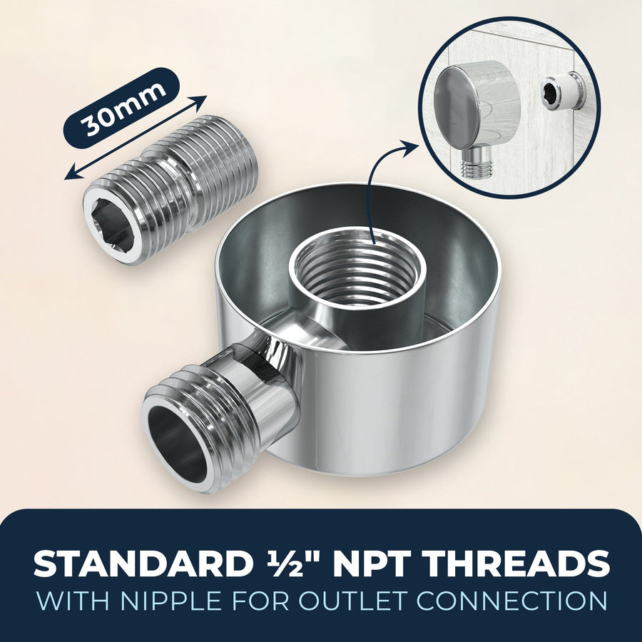 Standard NPT Threads Drop Ell Chrome - The Shower Head Store