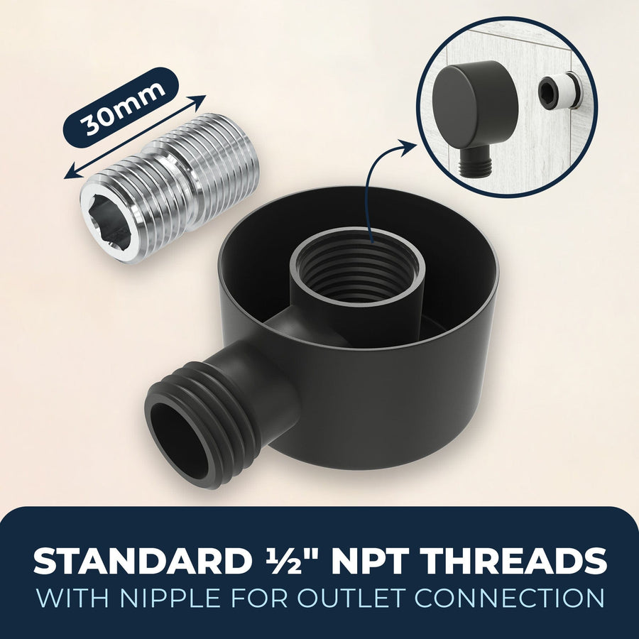 Standard NPT Threads Drop Ell Matte Black - The Shower Head Store