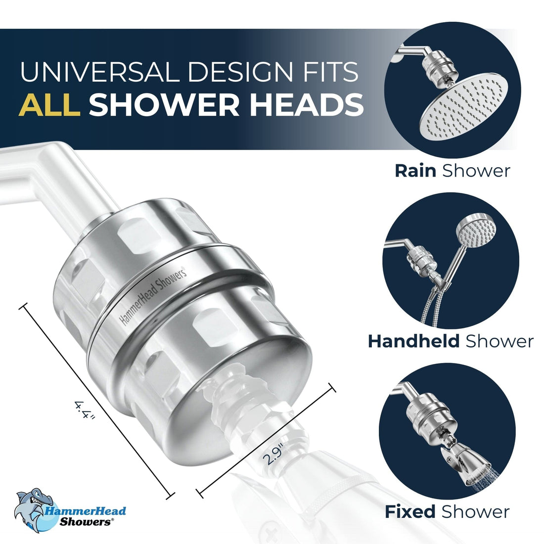 Universal Fit All Metal Shower Head Filter Housing with Filtration to Remove Chlorine Chrome Brushed Nickel Oil Rubbed Bronze Matte Black Polished Brass Brushed Gold - The Shower Head Store