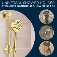 Universal Shower Holder 27.5 Inch Shower Head Slide Bar Brushed Gold - The Shower Head Store