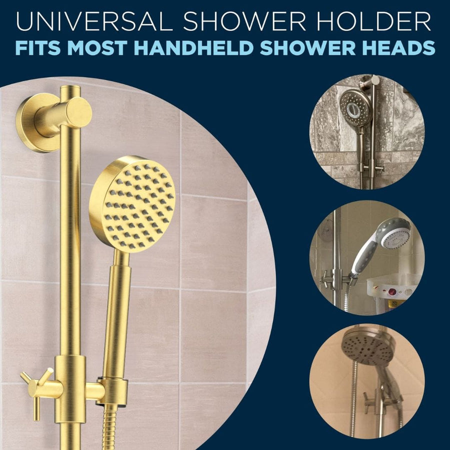 Universal Shower Holder 27.5 Inch Shower Head Slide Bar Brushed Gold - The Shower Head Store