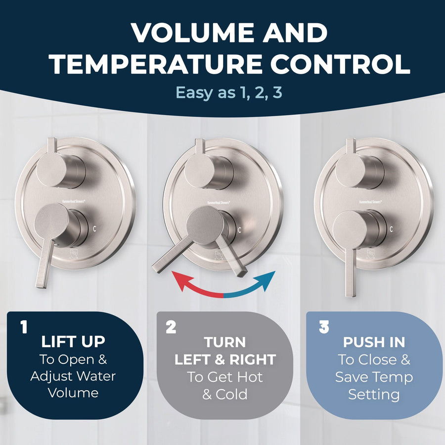 Volume and Temperature Control 2-Handle Valve and Trim Brushed Nickel - The Shower Head Store