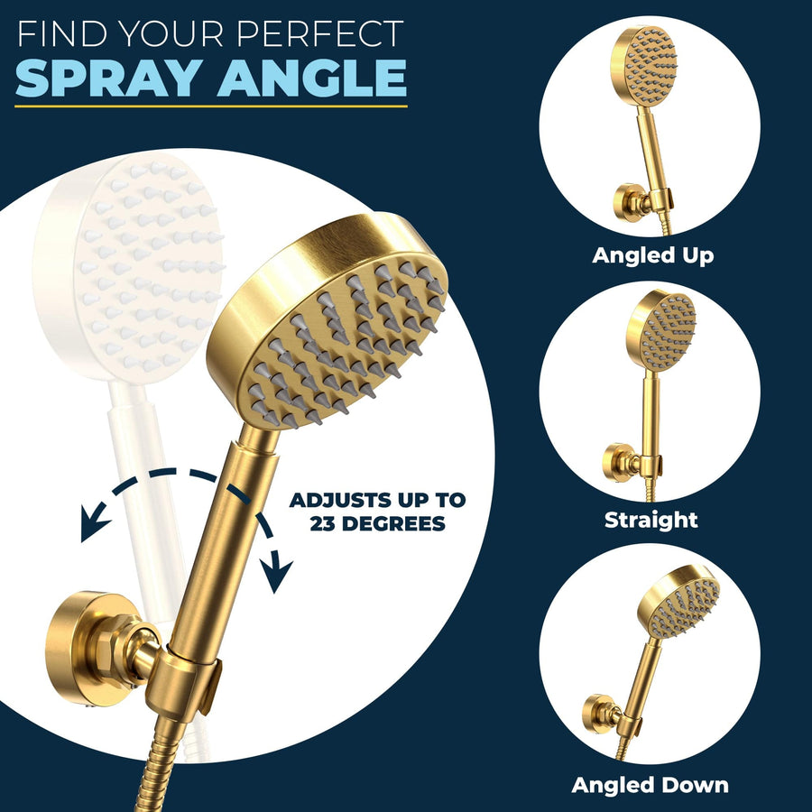 Spray Angle Wall Mount Holder Brushed Gold  - The Shower Head Store