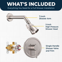 What's Included All Metal 2-Inch High Pressure Shower Head Set - Complete Shower System with Valve and Trim Brushed Nickel  / 2.5 - The Shower Head Store