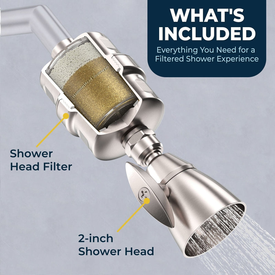 What's Included All Metal Shower Head Filter with 2-Inch Shower Head Set Brushed Nickel / 1.75 - The Shower Head Store