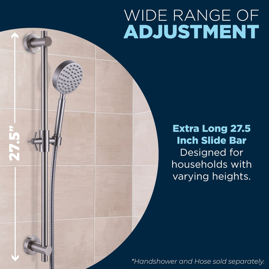 Adjustable Height All Metal Shower Slide Bar With Handheld Shower Head – Complete Shower System With Valve And Trim Brushed Nickel  / 2.5 - The Shower Head Store