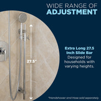 Adjustable Height All Metal Shower Slide Bar With Handheld Shower Head – Complete Shower System With Valve And Trim Chrome / 2.5 - The Shower Head Store